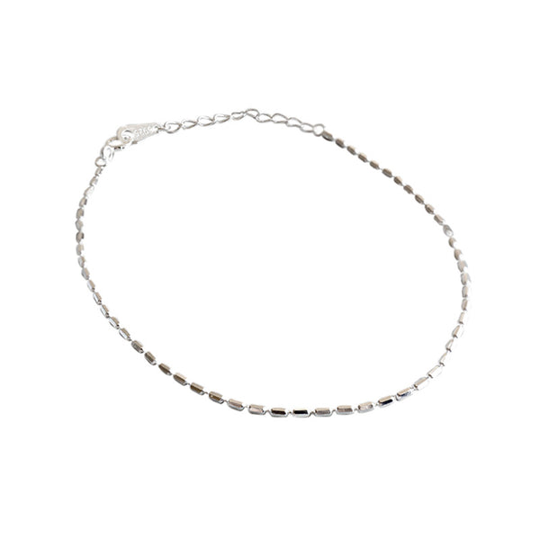 Lovcia 925 Sterling Silver Tube Beads Bracelet 160mm-Bracelets-Rhodium-Rhodium