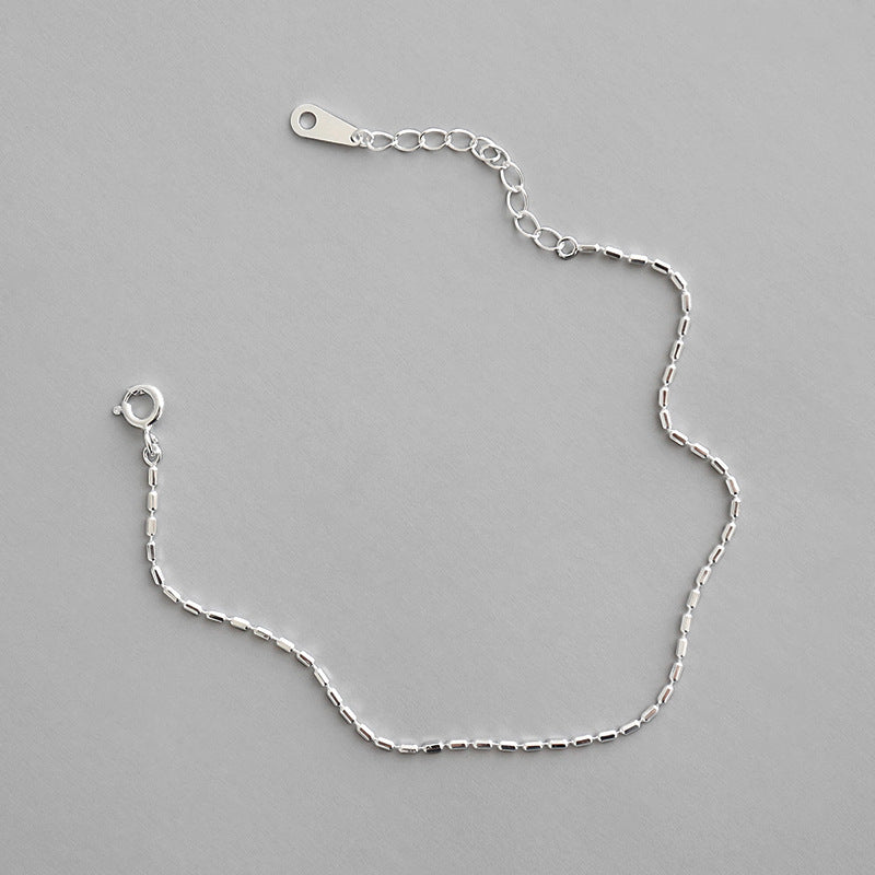 Lovcia 925 Sterling Silver Tube Beads Bracelet 160mm-Bracelets-Rhodium-Rhodium