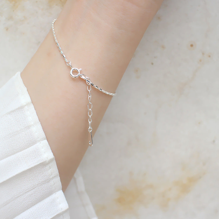 Lovcia 925 Sterling Silver Tube Beads Bracelet 160mm-Bracelets-Rhodium-Rhodium