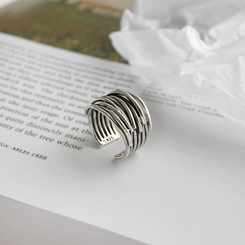 Lovcia 925 Sterling Silver Twining Adjustable Ring-Rings-