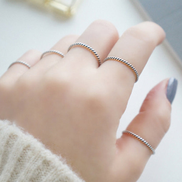 Lovcia 925 Sterling Silver Twisted Adjustable Ring-Rings-US 10-US 10