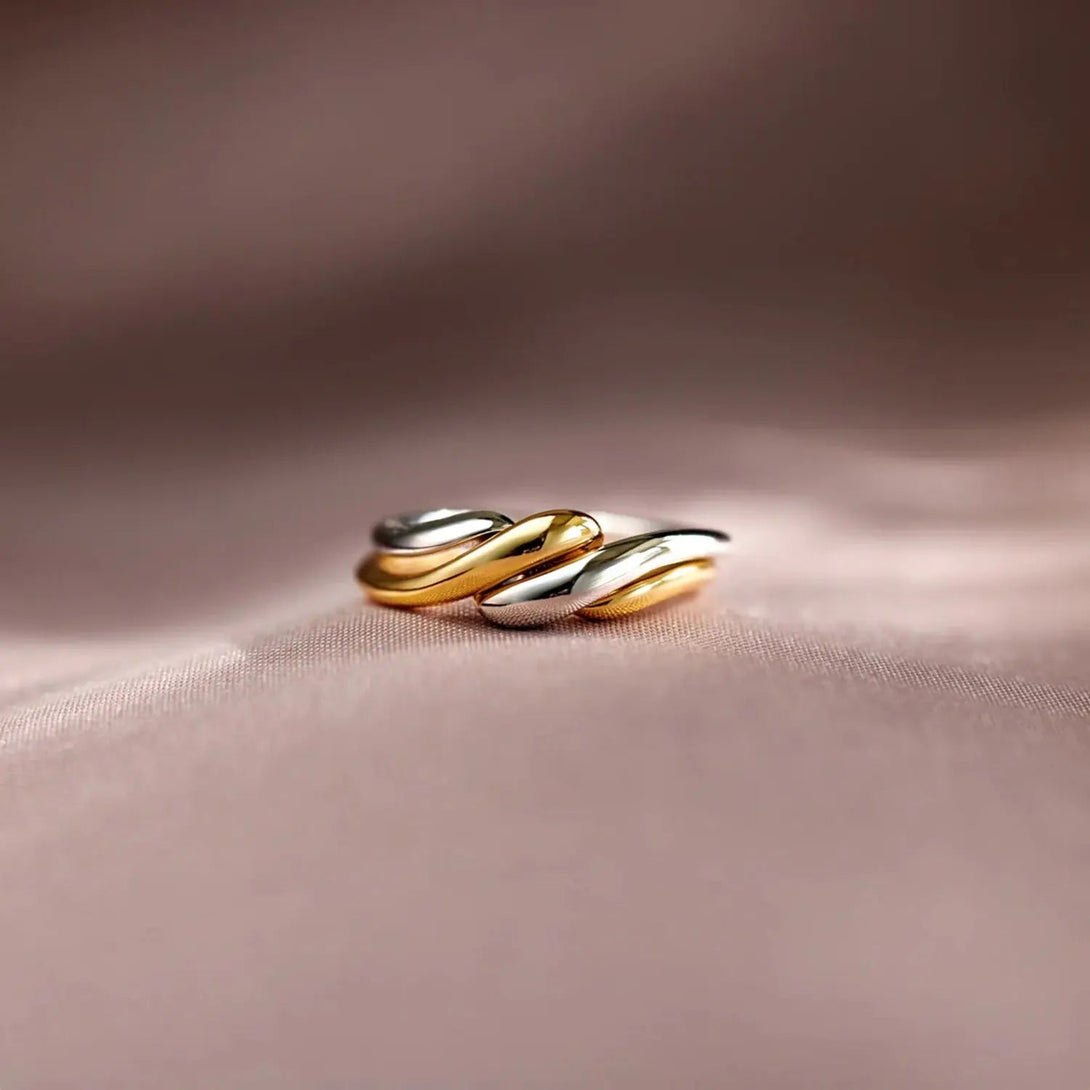 Lovcia 925 Sterling Silver Twisted Open Ring-Rings-Gold-7-Gold