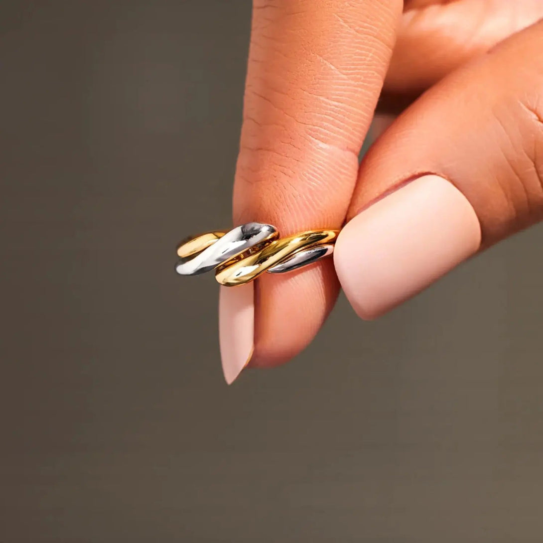 Lovcia 925 Sterling Silver Twisted Open Ring-Rings-Gold-7-Gold