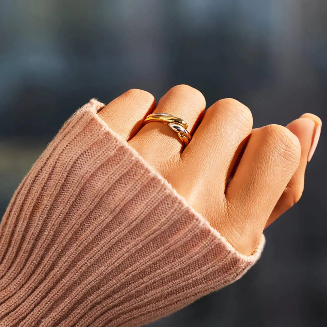 Lovcia 925 Sterling Silver Twisted Open Ring-Rings-Gold-7-Gold