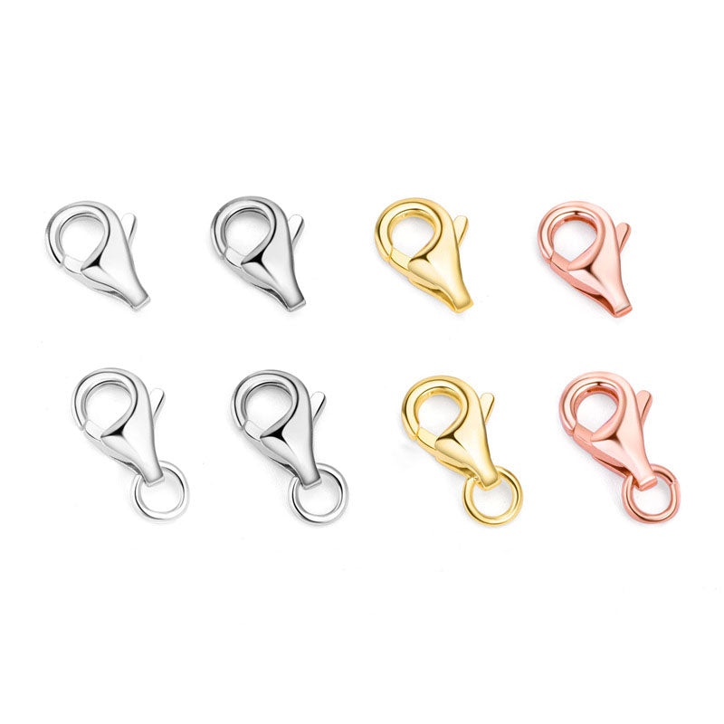 Lovcia 925 Sterling Silver Waterdrop DIY Clasp Gold Tone-Jewelry Making Kits-Rose Gold-8mm Clasp + 3.5mm Circle-Rose Gold