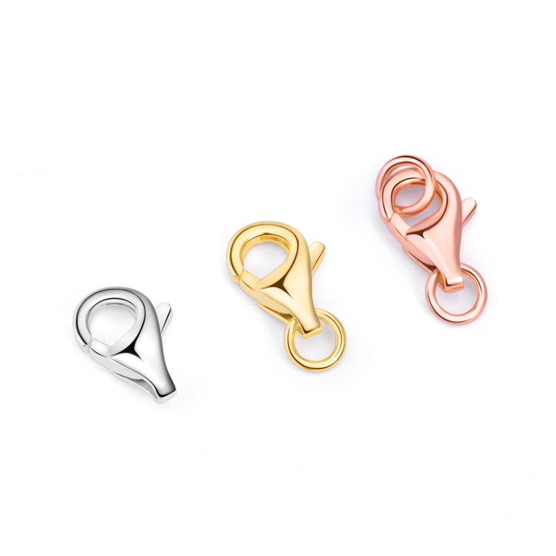 Lovcia 925 Sterling Silver Waterdrop DIY Clasp Gold Tone-Jewelry Making Kits-Rose Gold-8mm Clasp + 3.5mm Circle-Rose Gold