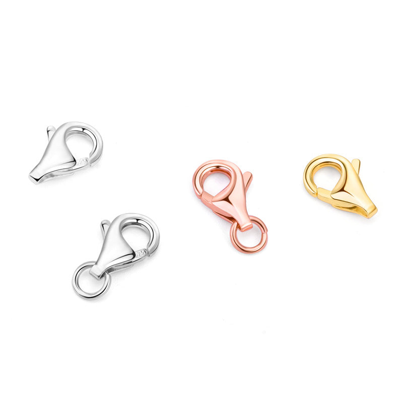 Lovcia 925 Sterling Silver Waterdrop DIY Clasp Gold Tone-Jewelry Making Kits-Rose Gold-8mm Clasp + 3.5mm Circle-Rose Gold