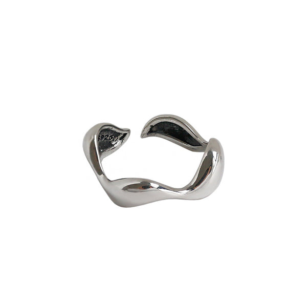 Lovcia 925 Sterling Silver Wave Adjustable Ring For Women-Rings-US 6-US 6