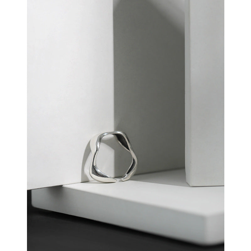 Lovcia 925 Sterling Silver Wave Adjustable Ring For Women-Rings-US 6-US 6