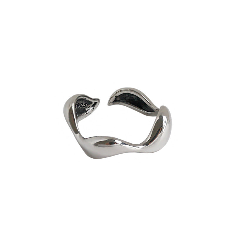 Lovcia 925 Sterling Silver Wave Adjustable Ring For Women-Rings-US 6-US 6