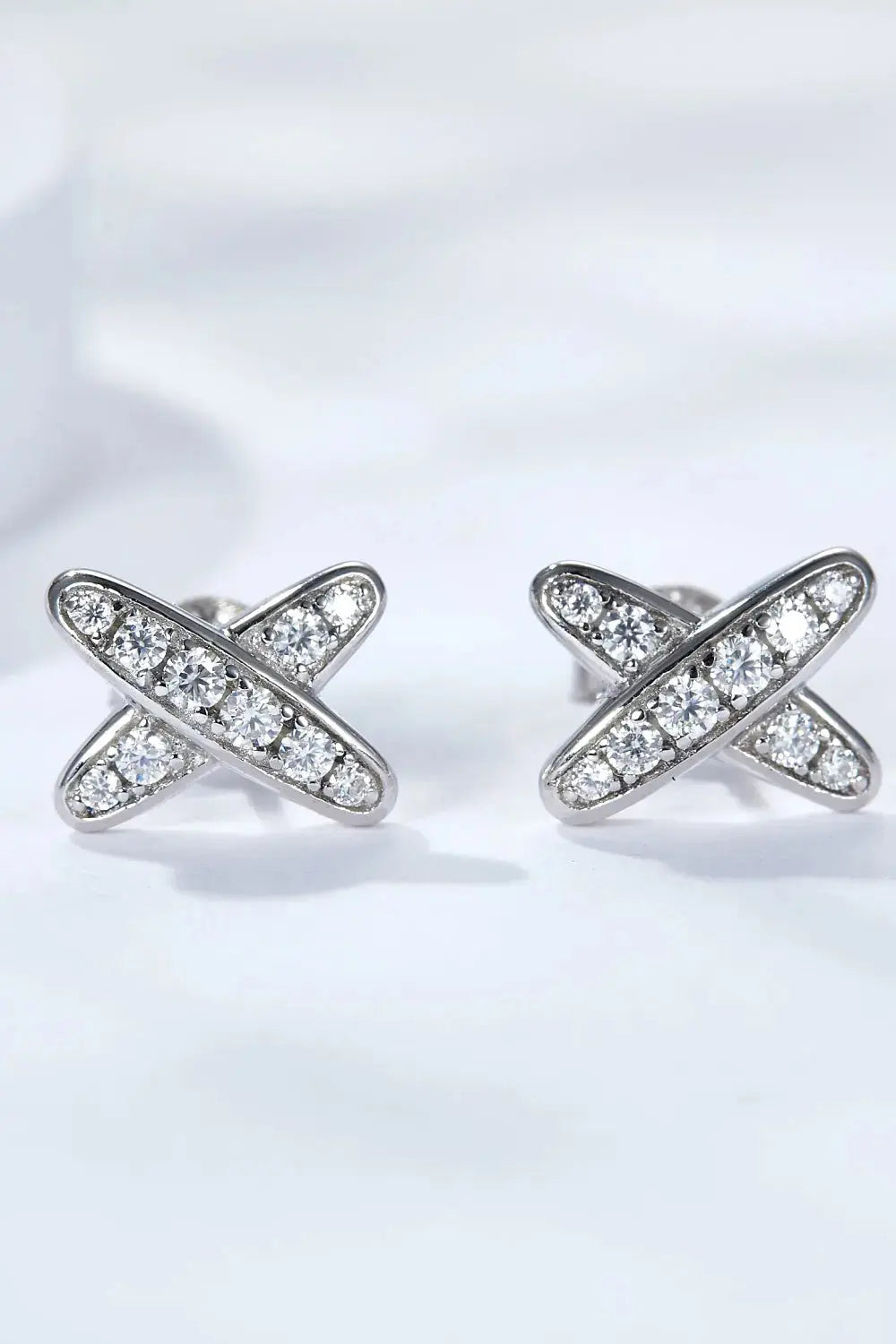 Lovcia 925 Sterling Silver X-Shape Moissanite Earrings-Earrings-Silver-One Size-Silver