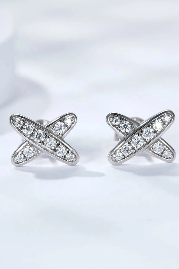 Lovcia 925 Sterling Silver X-Shape Moissanite Earrings-Earrings-Silver-One Size-Silver