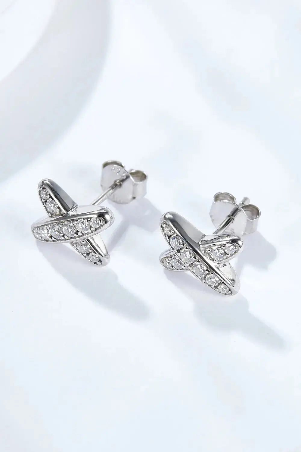 Lovcia 925 Sterling Silver X-Shape Moissanite Earrings-Earrings-Silver-One Size-Silver