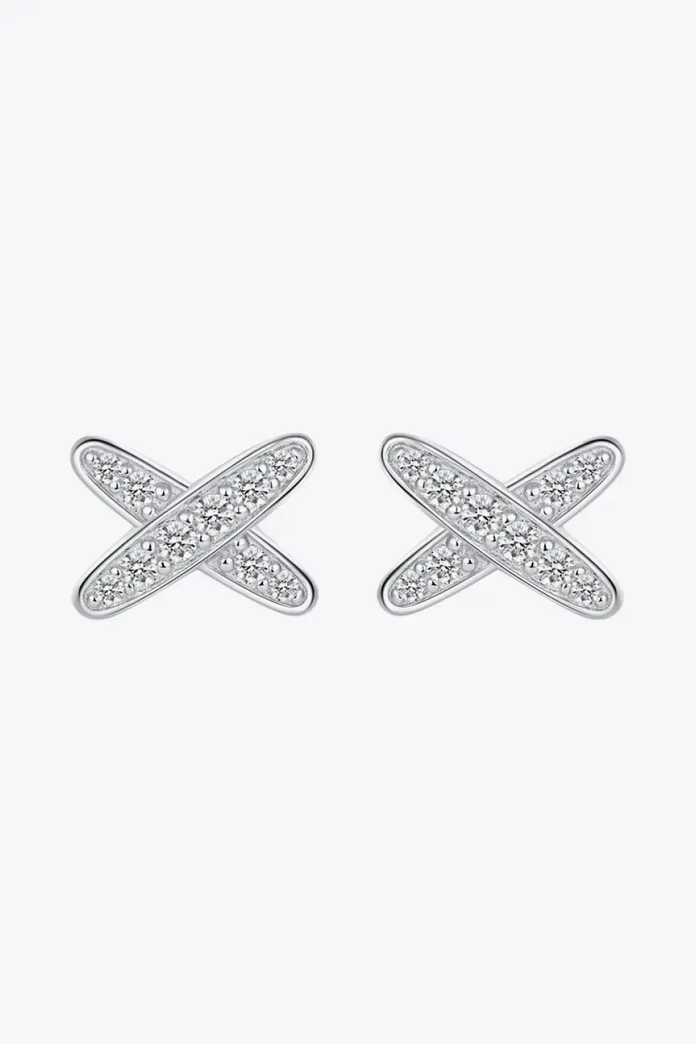 Lovcia 925 Sterling Silver X-Shape Moissanite Earrings-Earrings-Silver-One Size-Silver