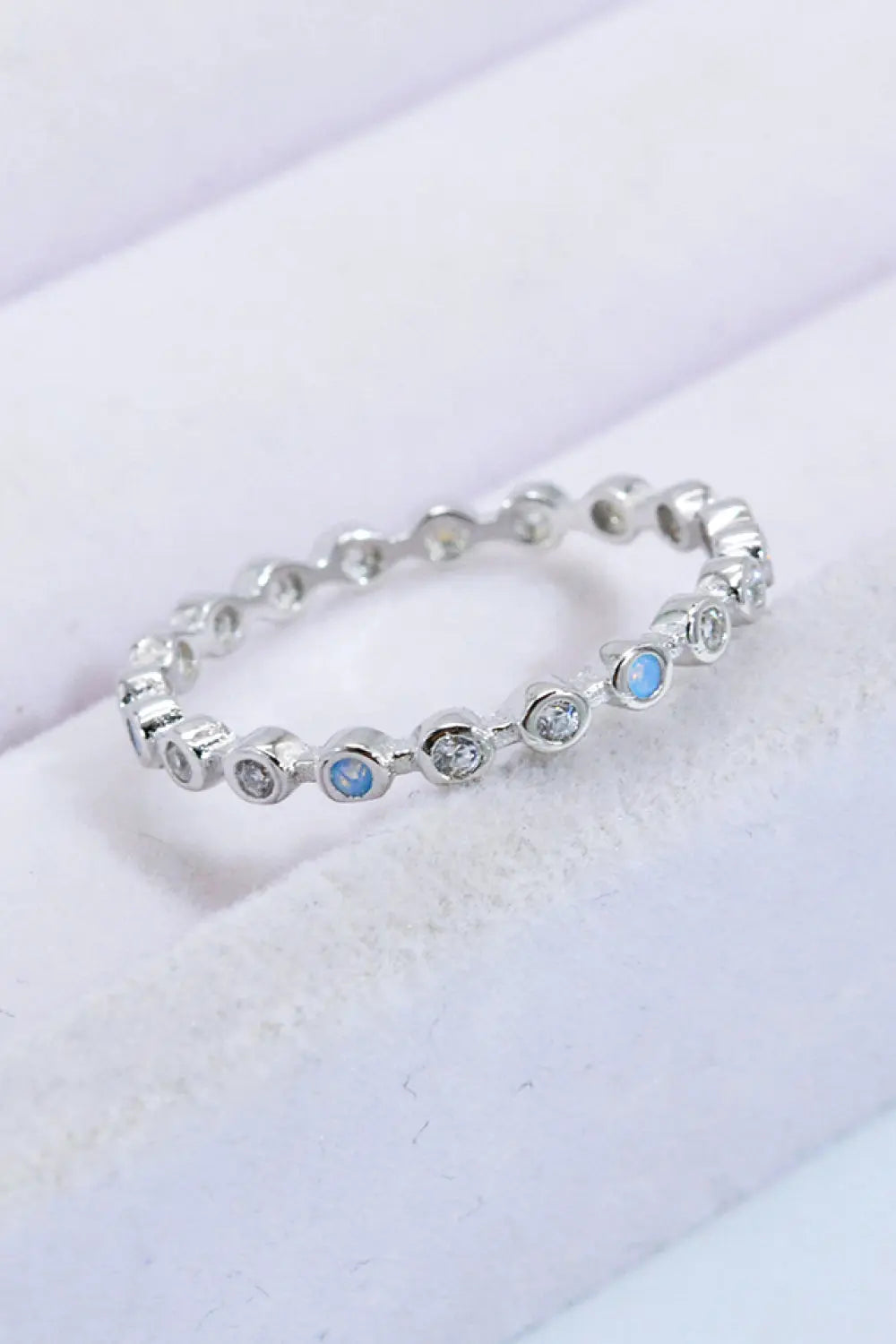 Lovcia 925 Sterling Silver Zircon and Natural Moonstone Ring-Rings-Moonstone-6-Moonstone