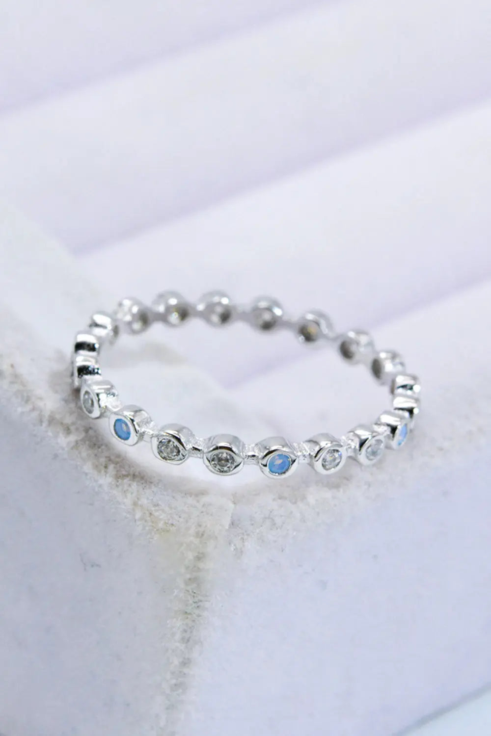 Lovcia 925 Sterling Silver Zircon and Natural Moonstone Ring-Rings-Moonstone-6-Moonstone
