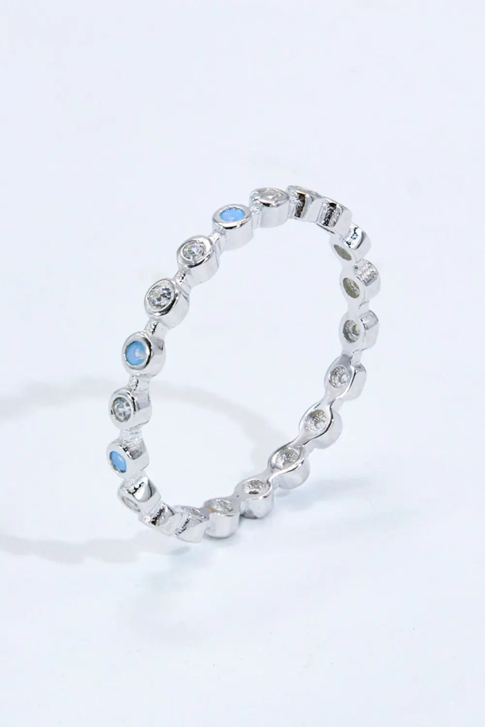 Lovcia 925 Sterling Silver Zircon and Natural Moonstone Ring-Rings-Moonstone-6-Moonstone