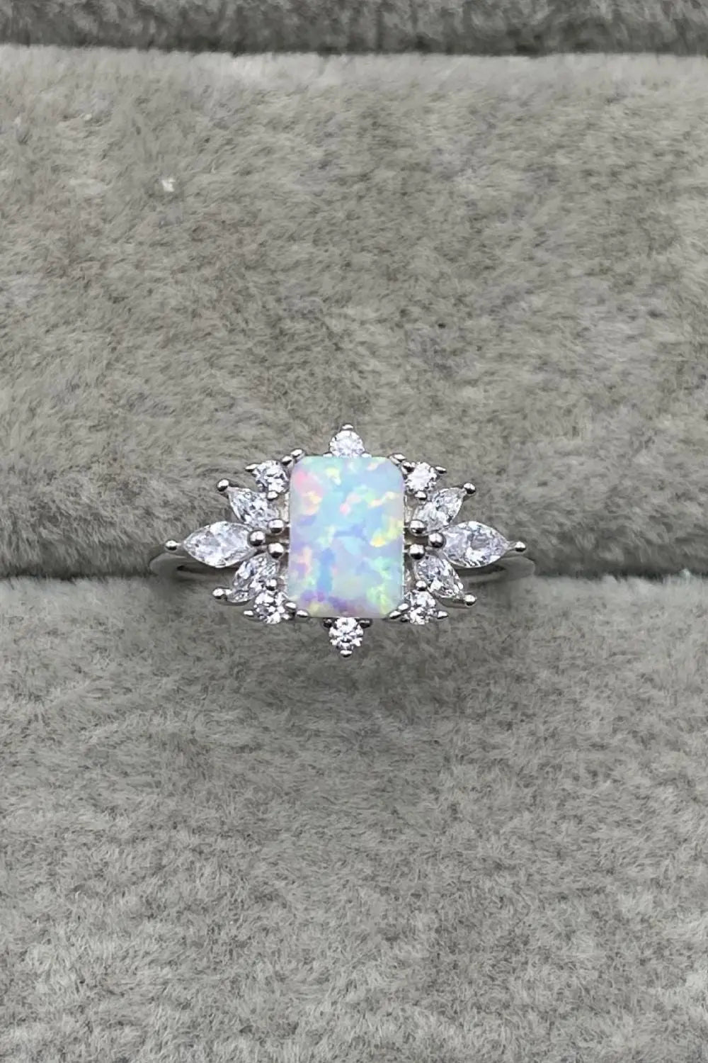 Lovcia 925 Sterling Silver Zircon and Opal Ring-Rings-Opal-5-Opal