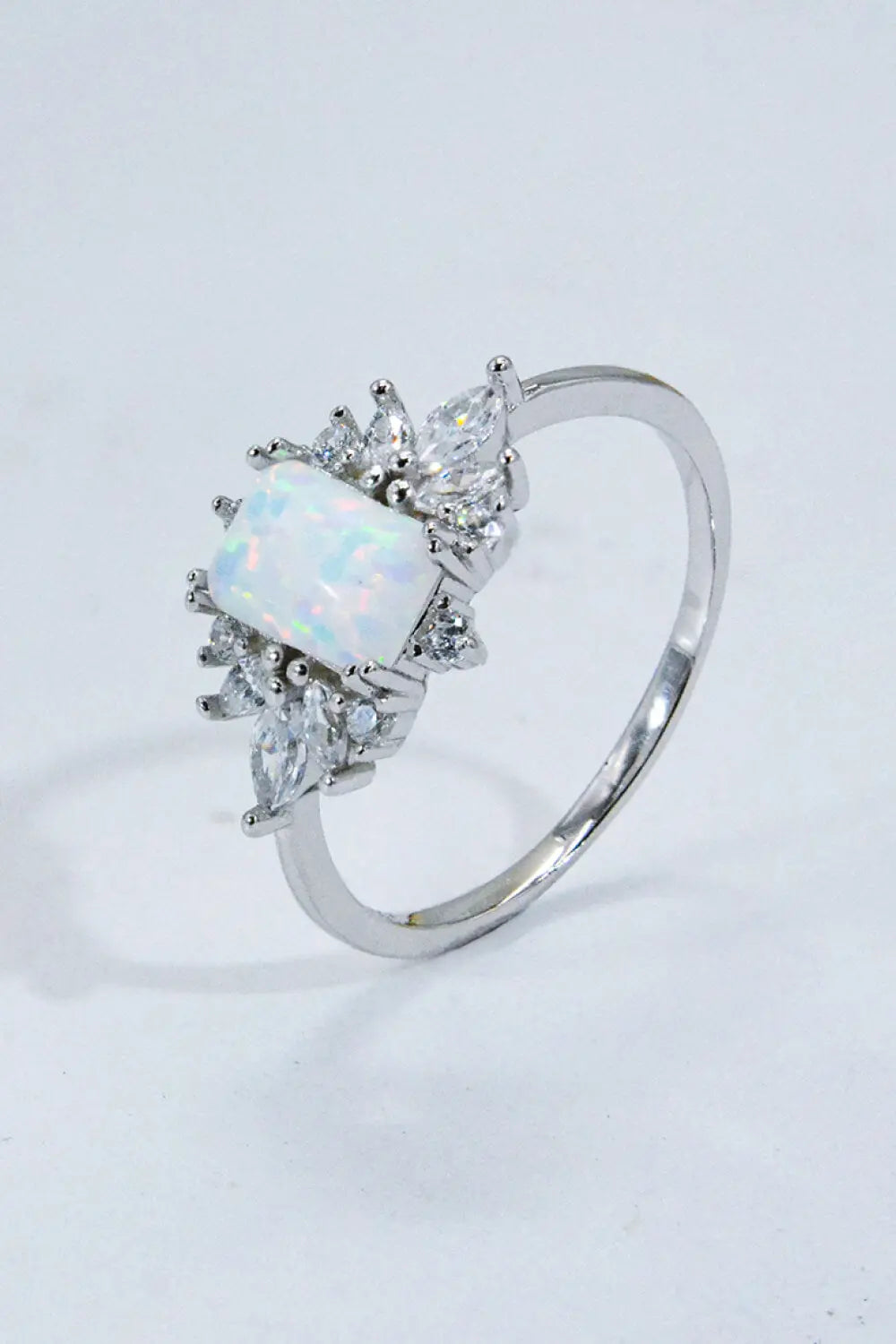 Lovcia 925 Sterling Silver Zircon and Opal Ring-Rings-Opal-5-Opal