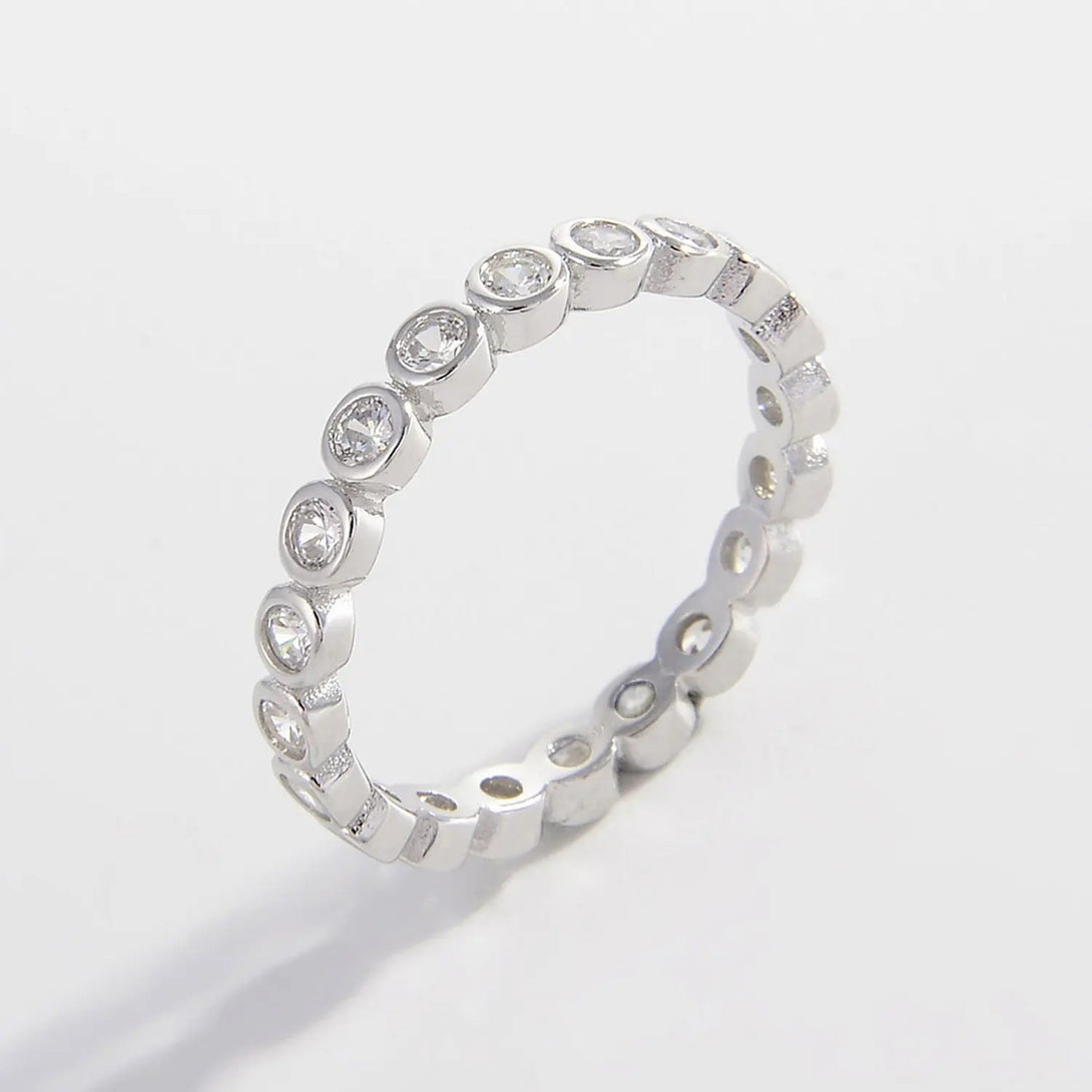 Lovcia 925 Sterling Silver Zircon Ring-Rings-Silver-6-Silver