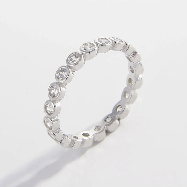 Lovcia 925 Sterling Silver Zircon Ring-Rings-Silver-6-Silver