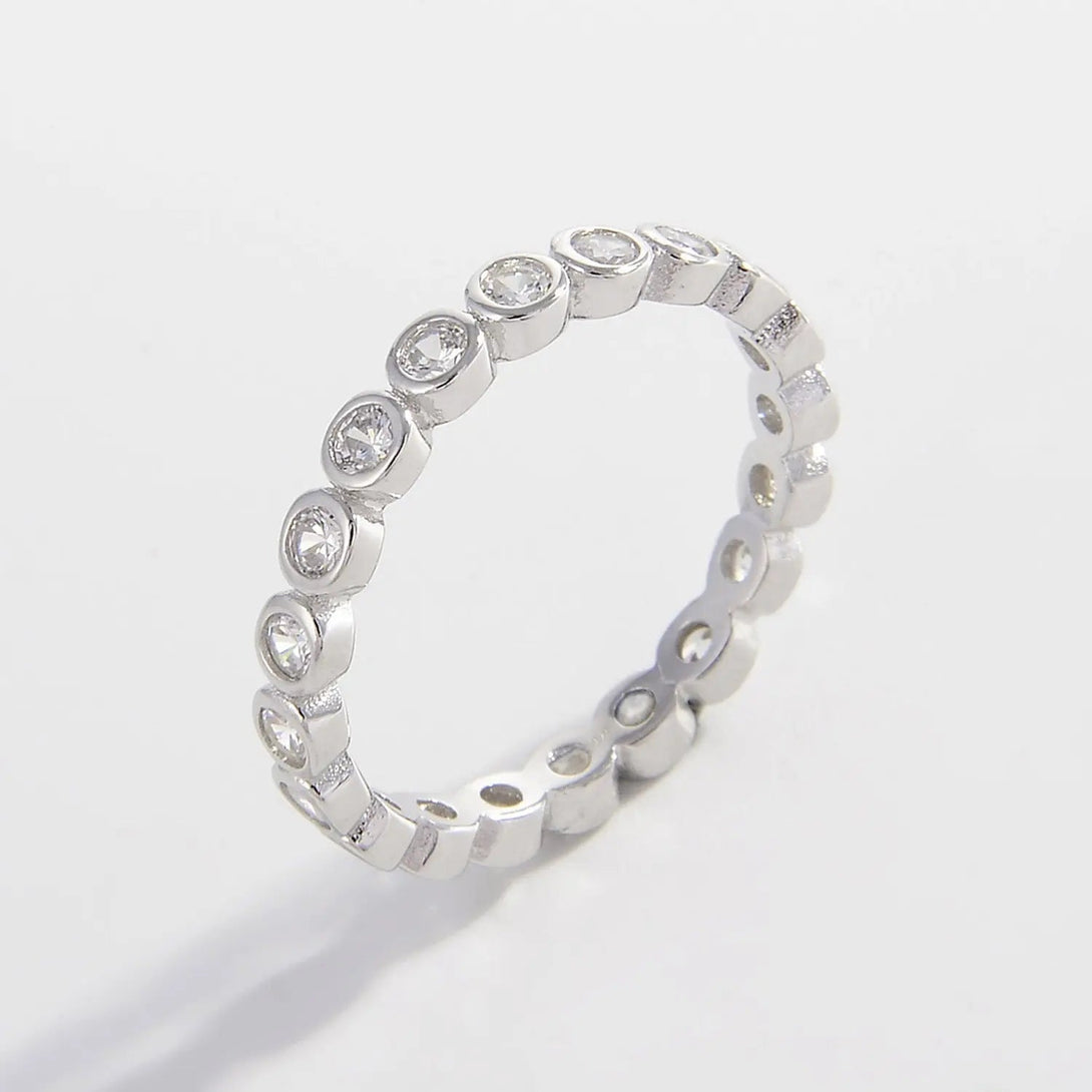 Lovcia 925 Sterling Silver Zircon Ring-Rings-Silver-6-Silver