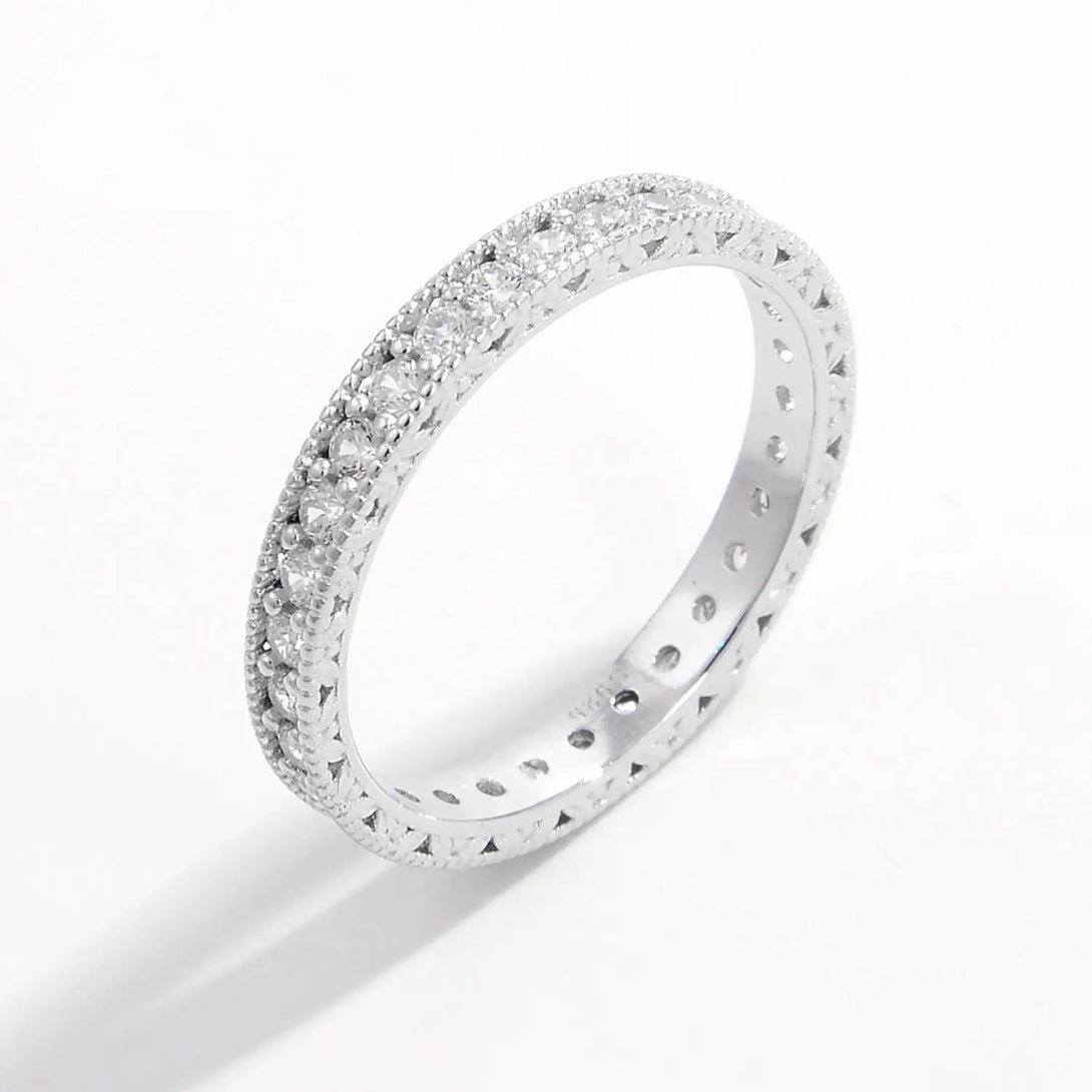 Lovcia 925 Sterling Silver Zircon Ring-Rings-Silver-6-Silver