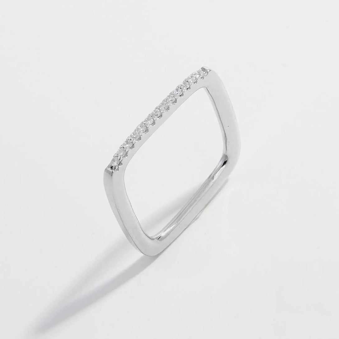 Lovcia 925 Sterling Silver Zircon Square Ring-Rings-Silver-6-Silver