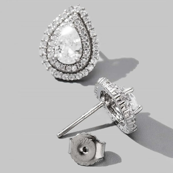 Lovcia 925 Sterling Silver Zircon Teardrop Shape Stud Earrings-Earrings-Silver-One Size-Silver