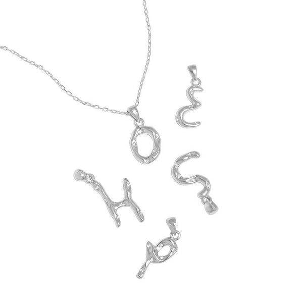 Lovcia A Z Irregular Letters Pendant 12mm 16mm Gold Tone-Necklaces-Yellow Gold Necklace-Yellow Gold Necklace