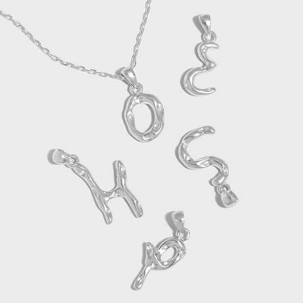 Lovcia A Z Irregular Letters Pendant 12mm 16mm Gold Tone-Necklaces-Yellow Gold Necklace-Yellow Gold Necklace
