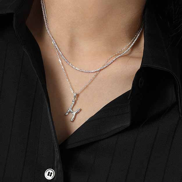 Lovcia A Z Irregular Letters Pendant 12mm 16mm Gold Tone-Necklaces-Yellow Gold Necklace-Yellow Gold Necklace