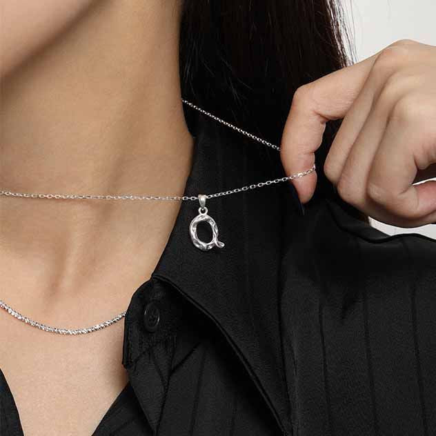 Lovcia A Z Irregular Letters Pendant 12mm 16mm Gold Tone-Necklaces-Yellow Gold Necklace-Yellow Gold Necklace