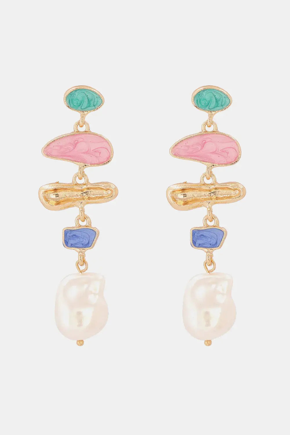 Lovcia Abnormal Shape Zinc Alloy Synthetic Pearl Dangle Earrings-Earrings-Multicolor-One Size-Multicolor