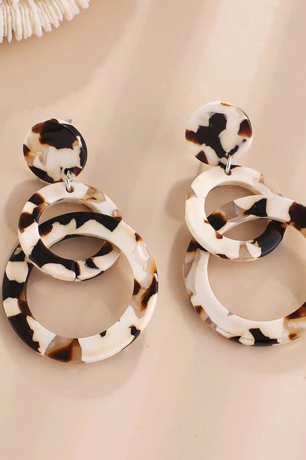 Lovcia Acrylic Double-Hoop Earrings-Earrings-Beige-One Size-Beige