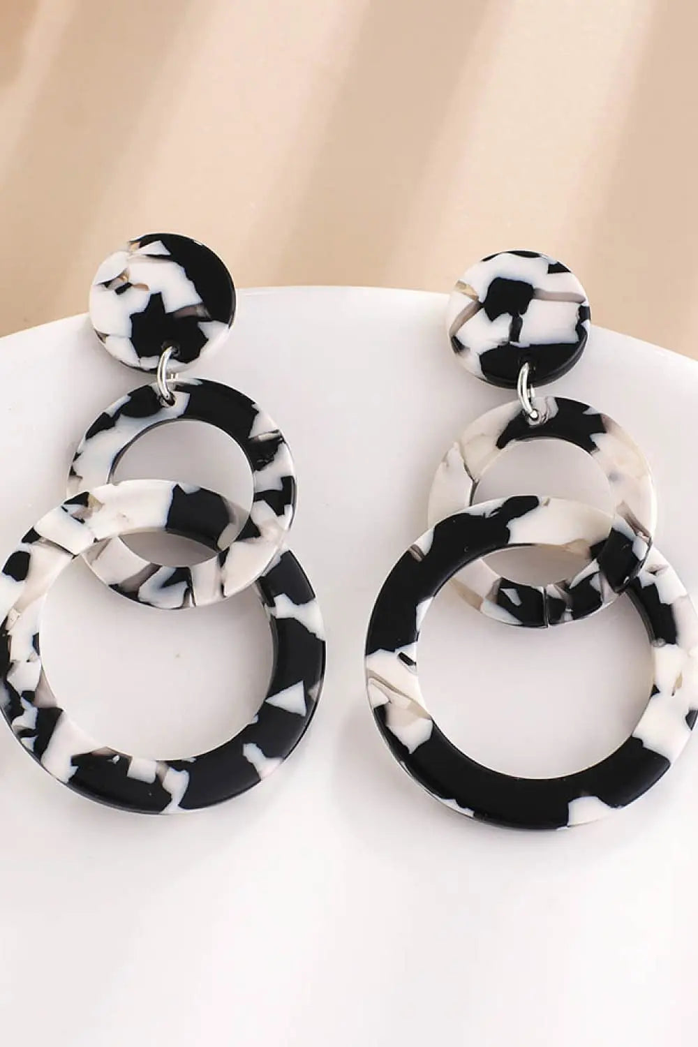 Lovcia Acrylic Double-Hoop Earrings-Earrings-Beige-One Size-Beige