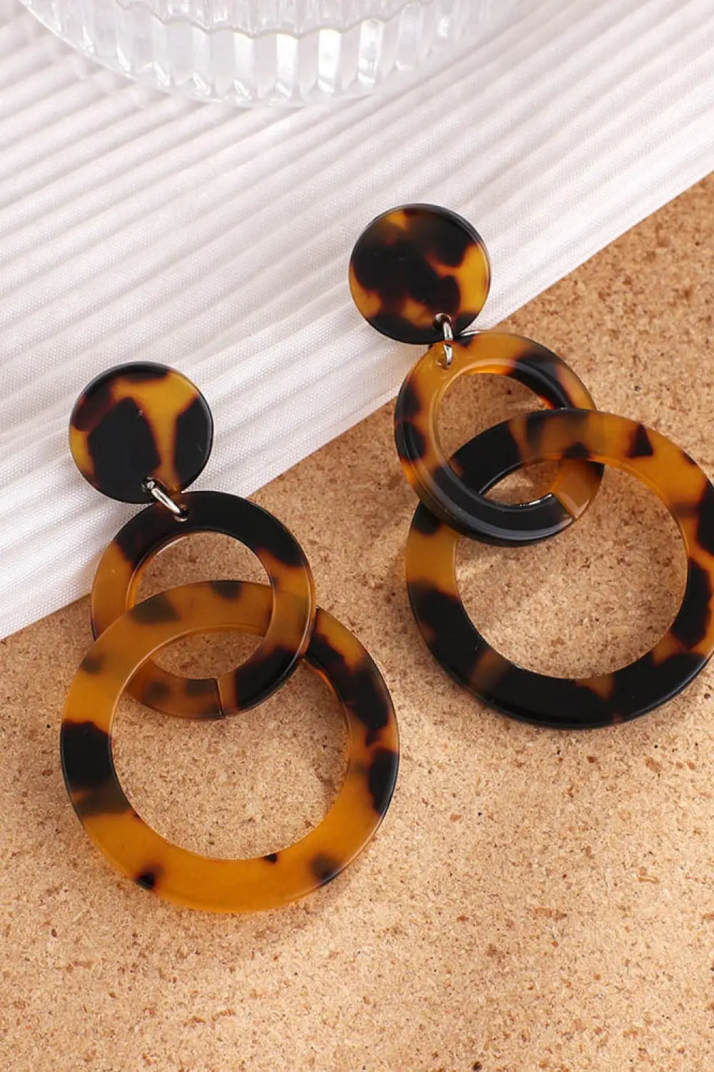Lovcia Acrylic Double-Hoop Earrings-Earrings-Beige-One Size-Beige