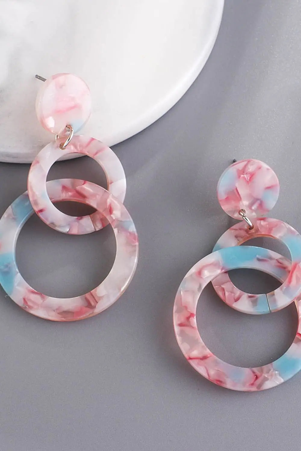 Lovcia Acrylic Double-Hoop Earrings-Earrings-Beige-One Size-Beige