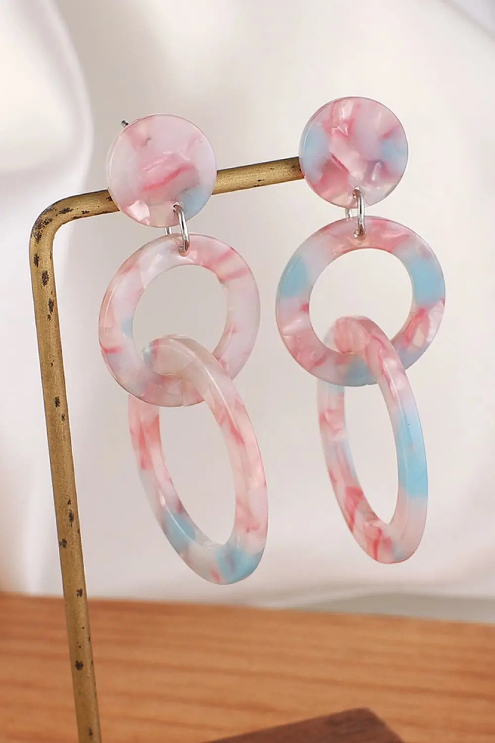 Lovcia Acrylic Double-Hoop Earrings-Earrings-Beige-One Size-Beige