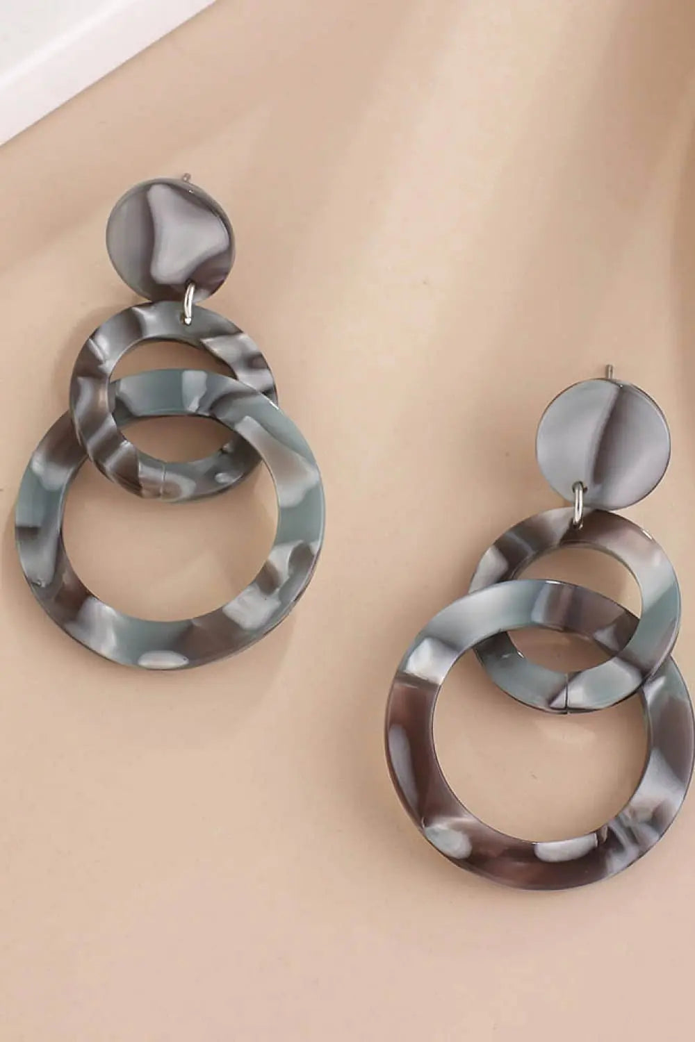 Lovcia Acrylic Double-Hoop Earrings-Earrings-Beige-One Size-Beige