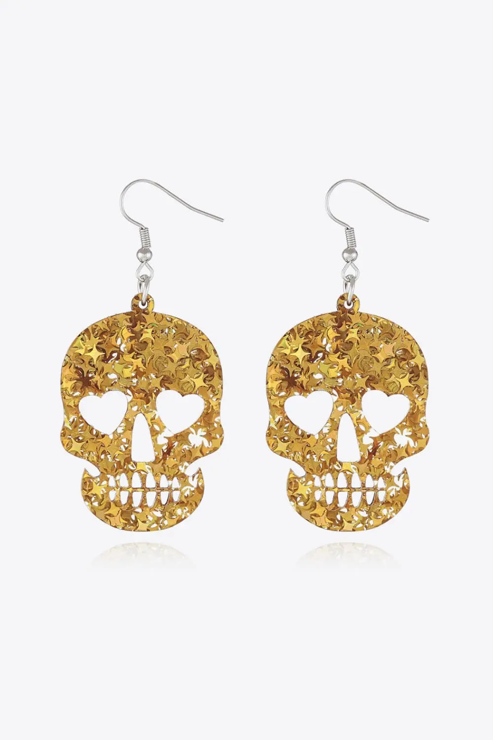 Lovcia Acrylic Skull Drop Earrings-Earrings-Gold-One Size-Gold