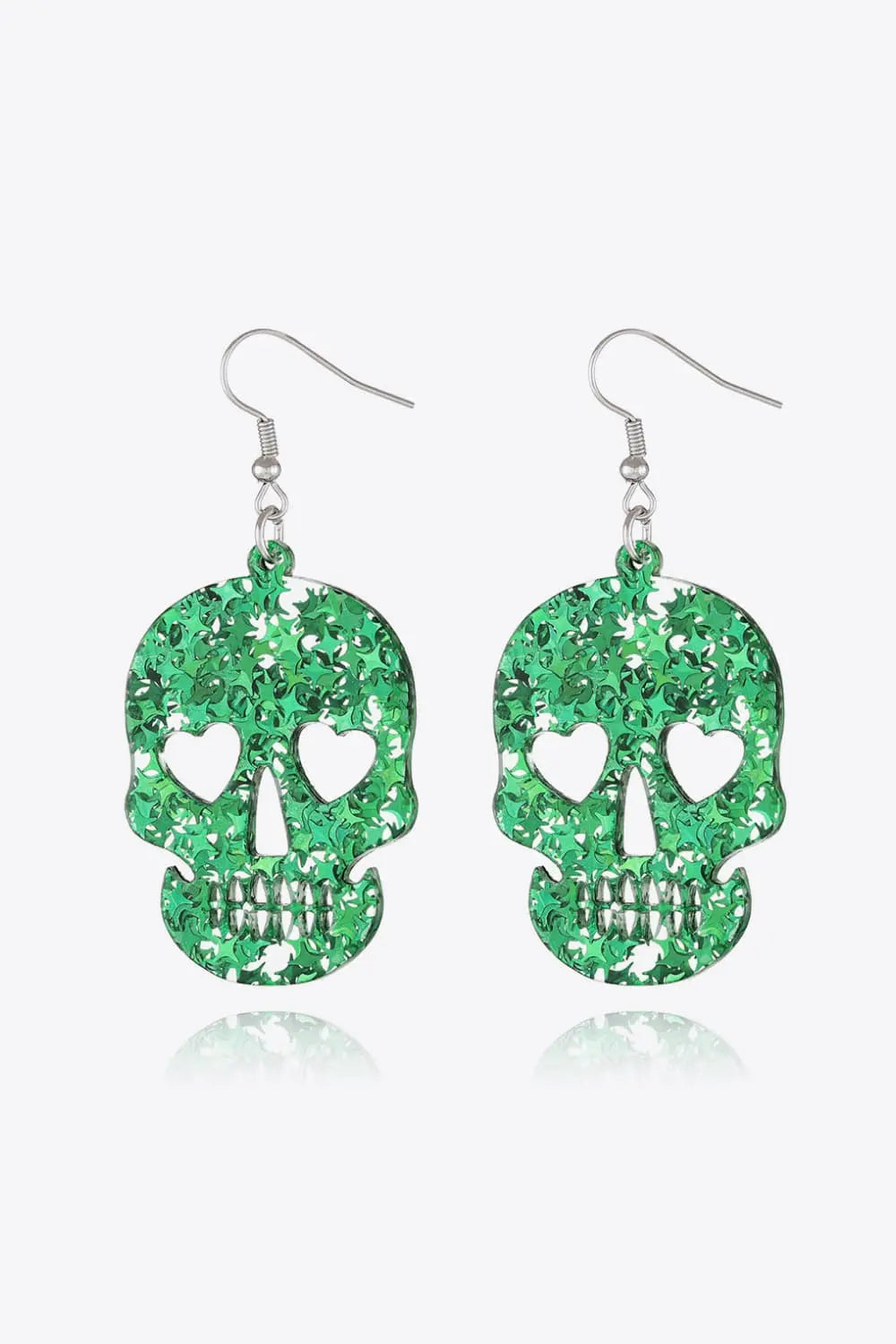 Lovcia Acrylic Skull Drop Earrings-Earrings-Mid Green-One Size-Mid Green