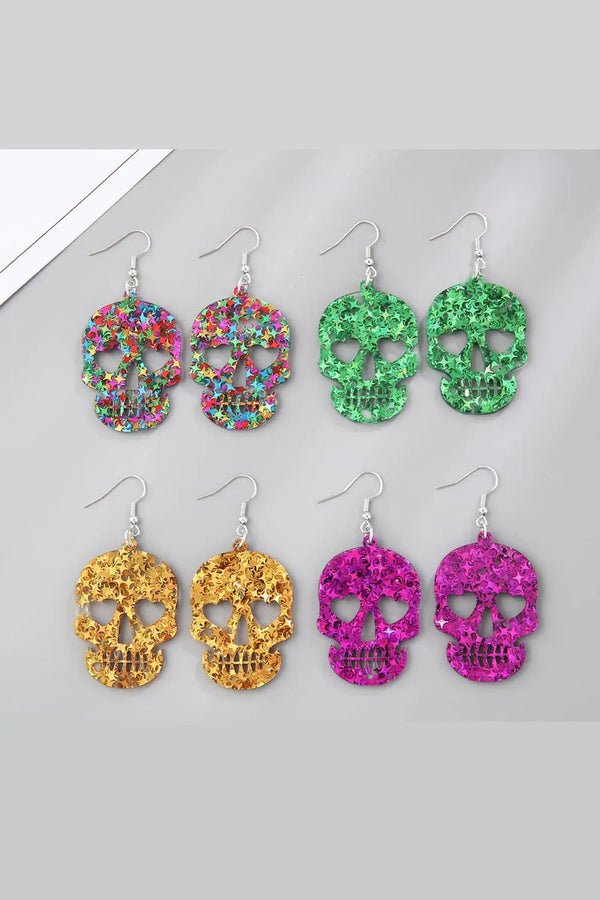 Lovcia Acrylic Skull Drop Earrings-Earrings-Multicolor-One Size-Multicolor