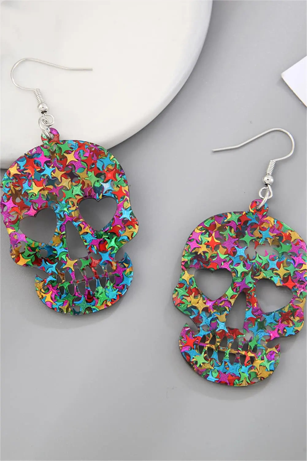 Lovcia Acrylic Skull Drop Earrings-Earrings-Multicolor-One Size-Multicolor