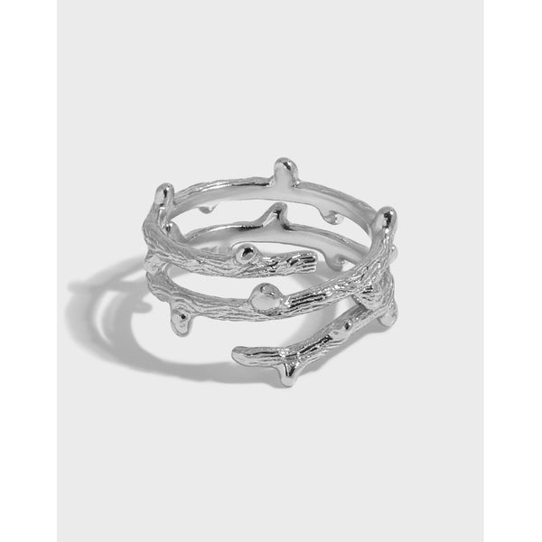 Lovcia Adjustable 925 Silver Branch Ring Gold Tone Design-Rings-Yellow Gold-Yellow Gold