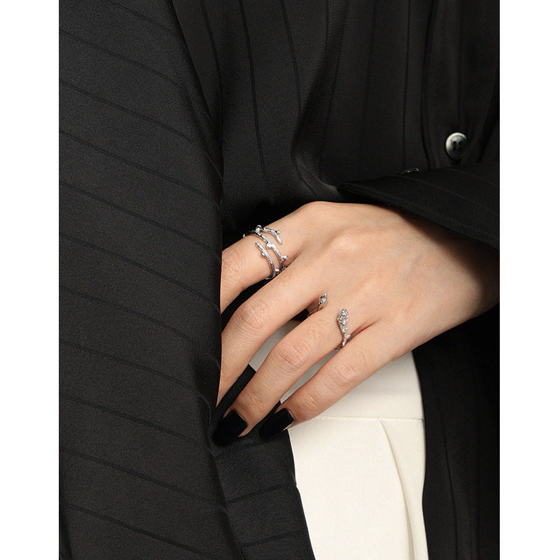 Lovcia Adjustable 925 Silver Branch Ring Gold Tone Design-Rings-Yellow Gold-Yellow Gold