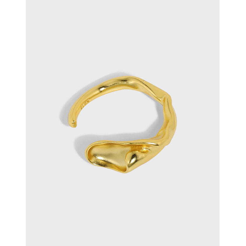 Lovcia Adjustable 925 Silver Ring Gold Plated Calla Lily-Rings-Yellow Gold-Yellow Gold