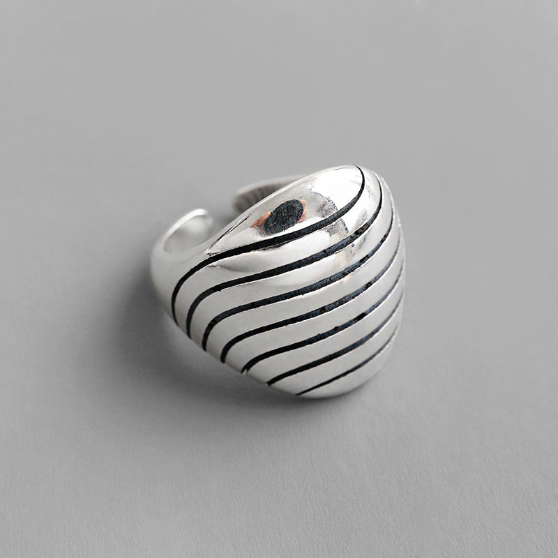 Lovcia Adjustable 925 Silver Ring Vintage Lines Cicada-Rings-Vintage-Vintage
