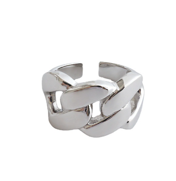 Lovcia Adjustable 925 Sterling Gold Tone Hollow Chain Ring-Rings-Rhodium-Rhodium