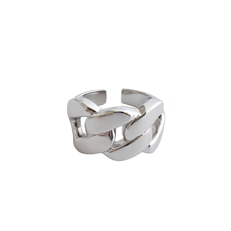 Lovcia Adjustable 925 Sterling Gold Tone Hollow Chain Ring-Rings-Yellow Gold-Yellow Gold
